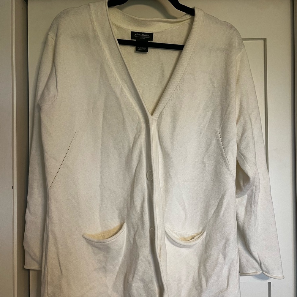 Eddie Bauer White Knit Cardigan